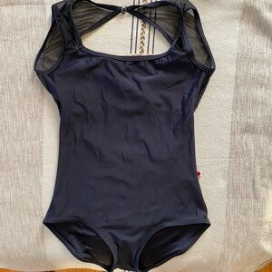Yumiko Lauren black leotard with mesh